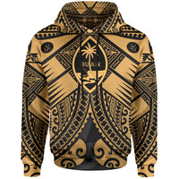 Guam Polynesian Hoodie Guam Gold Seal with Polynesian Tattoo Unisex Gold - Polynesian Pride