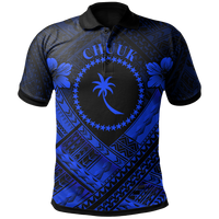 Chuuk Polynesian Polo Shirt Truk Blue Seal Camisole Hibiscus Style Unisex Blue - Polynesian Pride