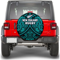 New Zealand Silver Fern Rugby Spare Tire Cover All Black Turquoise NZ Maori Pattern LT13 - Polynesian Pride
