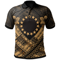 Cook Islands Polynesian Polo Shirt Kuki Airani Gold Seal Camisole Hibiscus Style Unisex Gold - Polynesian Pride