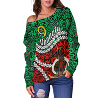 Vanuatu Off Shoulder Sweater Simple LT13 - Polynesian Pride