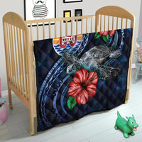 Tahiti Polynesian Premium Quilt - Blue Turtle Hibiscus - Polynesian Pride