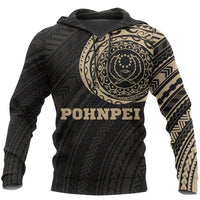 Pohnpei Hoodie Pohnpie Flag Polynesian Tattoo Style Unisex Black&GOLD - Polynesian Pride