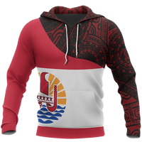Tahiti Pullover Hoodie Tahiti Flag Polynesian A0 Unisex Red - Polynesian Pride