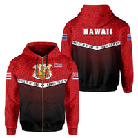 Hawaii Polynesian Zipper Hoodie Red Mix Style Unisex Red - Polynesian Pride