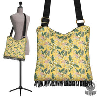 Hawaii Tropical Flamingo Yellow Crossbody Boho Handbag Crossbody Boho Handbag One Size Yellow - Polynesian Pride