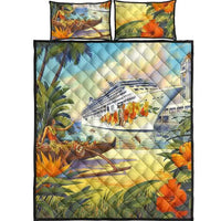 Vintage Hawaii Quilt Bed Set Black - Polynesian Pride