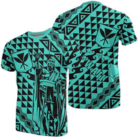 Hawaii T Shirt King Kakau Kanaka Turquoise Turquoise - Polynesian Pride