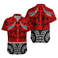 NZ Hawaiian Shirt, Red Maori Taaniko Unisex Art - Polynesian Pride