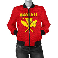 Hawaii Kanaka Polynesian Women's Bomber Jacket Red - Polynesian Pride