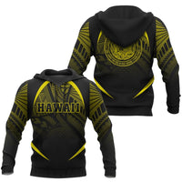 Hawaii Polynesian Hoodie Yellow The Face Style Unisex Yellow - Polynesian Pride