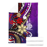New Caledonia Premium Blanket - Tribal Flower With Special Turtles Purple Color - Polynesian Pride