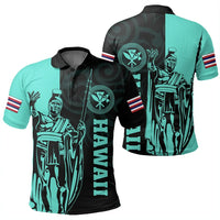 Polynesian Pride Shirt Hawaii King Polynesian Polo Shirt Lawla Style Turquoise - Polynesian Pride