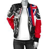 Polynesian Pride Jacket - Hawaii King Flag Polynesian Women's Bomber Jacket - White - Polynesian Pride
