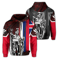 Polynesian Pride Clothing Zip Hoodie Hawaii King Flag Polynesian Red - Polynesian Pride