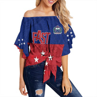 (Customized) Samoan Clothing - F.A.S.T Off Shoulder Wrap Waist Top Enthusiasm Women Blue - Polynesian Pride