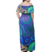 NE Maori Dress - Manaia Off Shoulder Long Dress - Polynesian Pride
