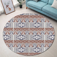 Polynesian Pride Home Set - Tongan Tapa Motifs Round Carpet - Polynesian Pride