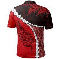 Polynesian Pride Apparel Paua Shell Maori Silver Fern Polo Shirt Red - Polynesian Pride