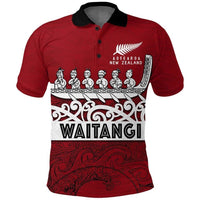 Polynesian Pride Apparel New Zealand Waitangi Polo Shirt Waka Unisex Red - Polynesian Pride