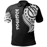 Polynesian Pride Apparel Pohnpei State Polo Shirt Micronesian Tatau White Patterns Unisex Black - Polynesian Pride