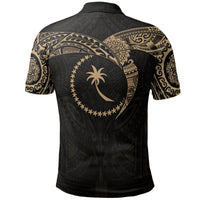 Polynesian Pride Apparel Chuuk Micronesian Polo Shirt Gold HeBlack Shield - Polynesian Pride
