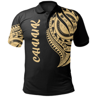 Polynesian Pride Apparel Chuuk State Polo Shirt Truk Tatau Gold Patterns Unisex Black - Polynesian Pride