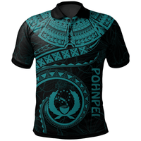 Polynesian Pride Apparel Pohnpei Polynesian Polo Shirt Pohnpei Waves (Turquoise) Unisex Turquoise - Polynesian Pride