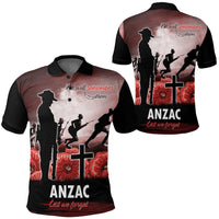 Polynesian Pride Clothing ANZAC Day We Will Remember Them Special Version Polo Shirt Black - Polynesian Pride
