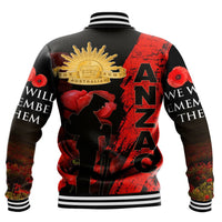 Polynesian Pride Clothing - Anzac Day Soldier Silhouette Remembrance Baseball Jacket - Polynesian Pride