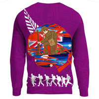 Polynesian Pride Clothing - New Zealand Anzac Red Poopy Purple.Sweatshirt - Polynesian Pride