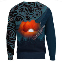 Polynesian Pride Clothing - New Zealand Paua Silver Fern Poppy .Sweatshirt - Polynesian Pride