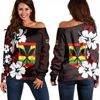 Polynesian Pride Sweatshirt - Hawaii Kanaka Hibiscus Style Women Off Shoulder LT10 Women Red - Polynesian Pride