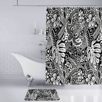 Polynesian Home Set - Vintage Black White Polynesian Tribal Turtle Pattern Bathroom Set LT10 - Polynesian Pride
