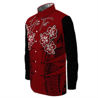 Polynesian Pride Shirt - Personalized Hawaii Spearhead Hibiscus Polynesian Long Sleeve Button Shirt LT10 - Polynesian Pride