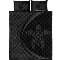 Hawaiian Polynesian Turtle Quilt Bed Set - Circle Style Grey Black - Polynesian Pride