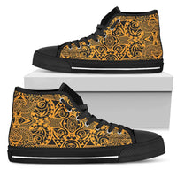 Polynesian High Top Shoe Yellow Black Mens High Top Black - Polynesian Pride
