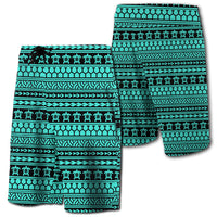 Hawaii Polynesian Tattoo Tribal Board Shorts Turquoise Men Turquoise - Polynesian Pride