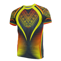 Fiji Tapa All Over Print T Shirt Warrior Style Unisex Yellow - Polynesian Pride