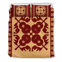 Hawaiian Quilt Pattern Guita Flower Bedding Set Black - Polynesian Pride