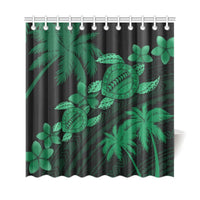 Hawaii Turtle Plumeria Coconut Tree Polynesian Shower Curtain - Green - Polynesian Pride