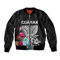 Guam Tribal Latte Stone Tropical Sleeve Zip Bomber Jacket LT9 Unisex Black - Polynesian Pride
