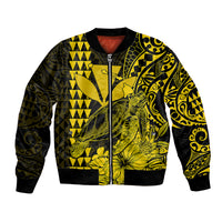 Kakau Polynesian Tribal Hawaiian Turtle with Kanaka Maoli Yellow Bomber Jacket LT9 Unisex Yellow - Polynesian Pride
