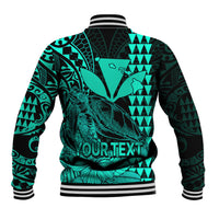 (Custom Personalised) Kakau Polynesian Tribal Hawaiian Turtle with Kanaka Maoli Turquoise Baseball Jacket LT9 - Polynesian Pride