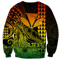 (Custom Personalised) Kakau Polynesian Tribal Hawaiian Turtle with Kanaka Maoli Reggae Sweatshirt LT9 - Polynesian Pride