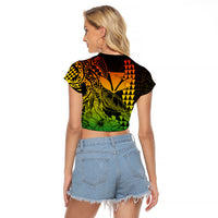 Kakau Polynesian Tribal Hawaiian Turtle with Kanaka Maoli Reggae Raglan Cropped T Shirt LT9 - Polynesian Pride