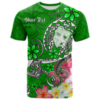 Fiji Custom T Shirt Turtle Plumeria (Green) Unisex Green - Polynesian Pride
