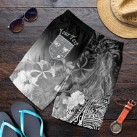 Fiji Custom Personalised Men's Shorts - Humpback Whale with Tropical Flowers (White) - Polynesian Pride