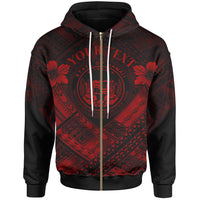 Hawaii Custom Zip up Hoodie Red Seal Polynesian Patterns Unisex Red - Polynesian Pride