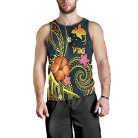 Papua New Guinea Polynesian Men's Tank Top - Legend of Papua New Guinea (Blue) - Polynesian Pride